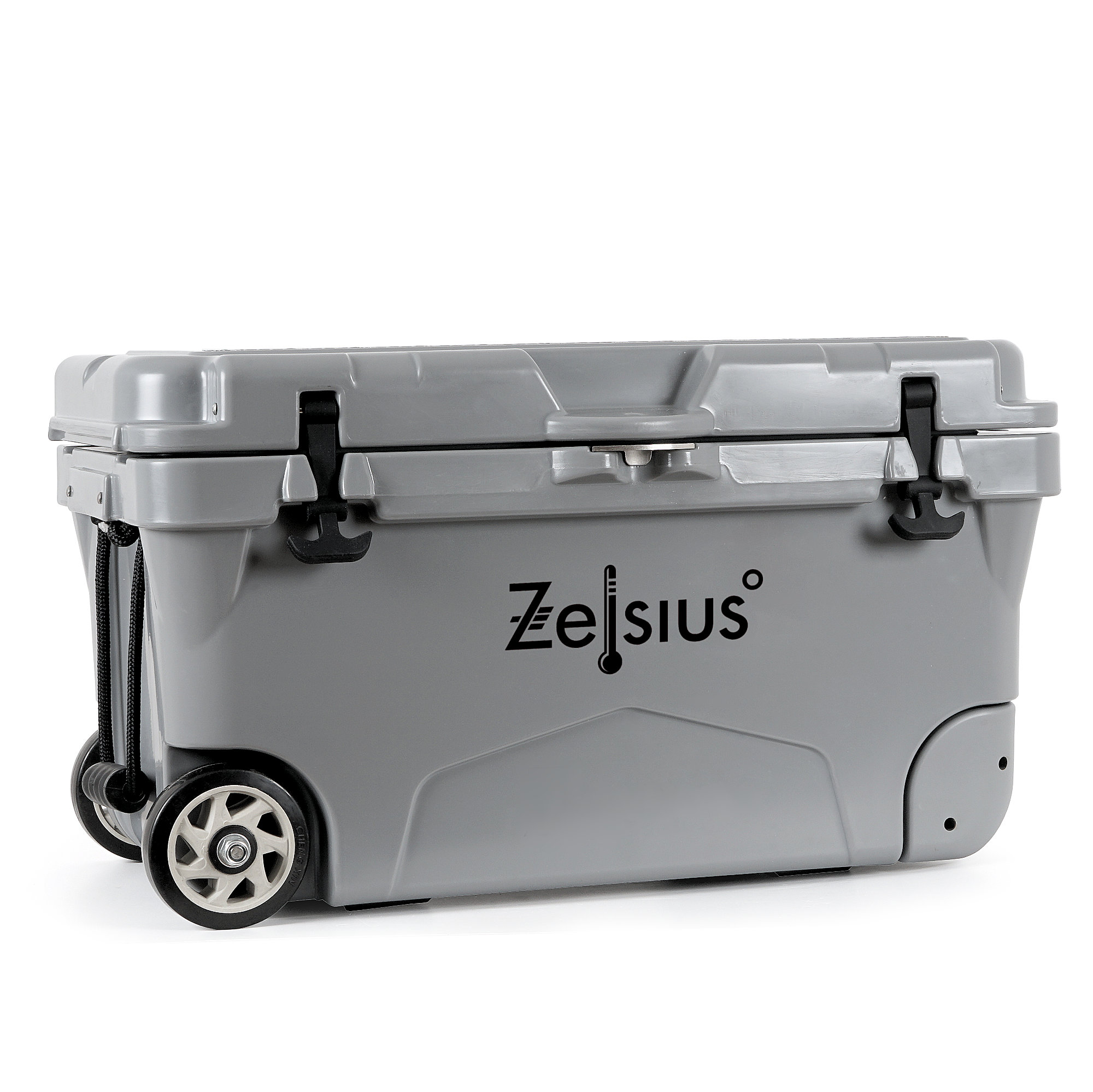Zelsius Kühlbox grau 50 Liter mit Räder, Cooling Box für Auto Camping