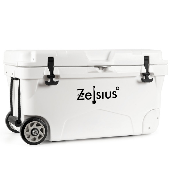 Zelsius Kühlbox weiß 50 Liter mit Räder | Cooling Box für Auto Camping