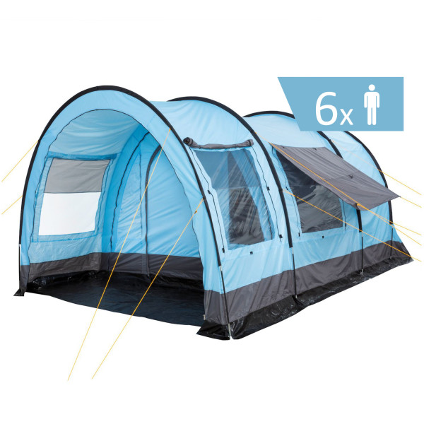 CampFeuer Zelt Relax6 für 6 Personen | Hellblau / Grau | 5000 mm Wassersäule