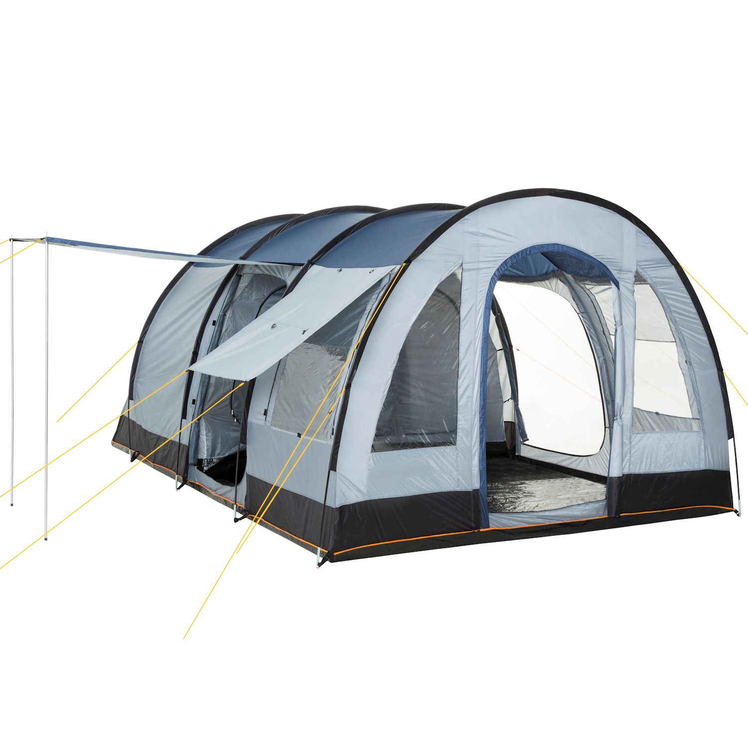 CampFeuer Campingzelt 4 Personen Tunnelzelt Camping Zelt Familienzelt grau schw. 